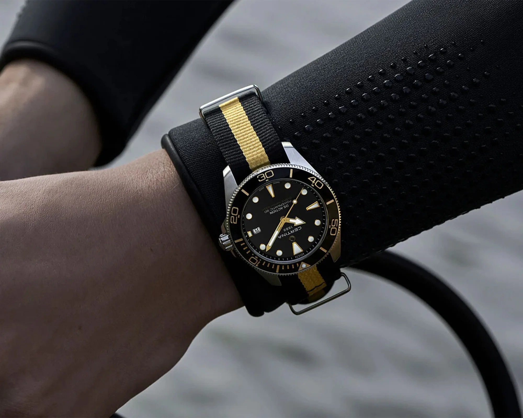Certina DS Action Diver Watch on diver's wrist