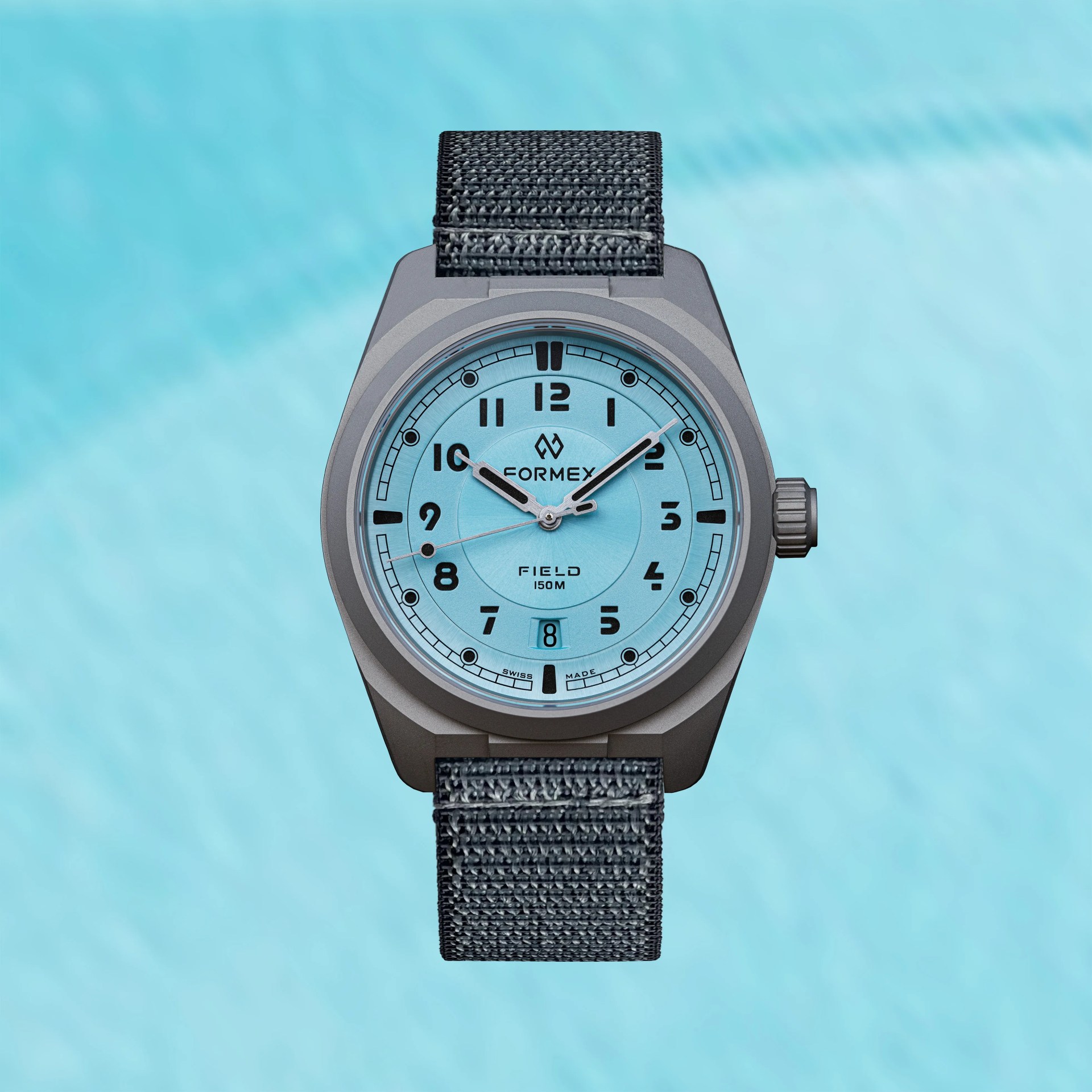 a blue Formex field watch