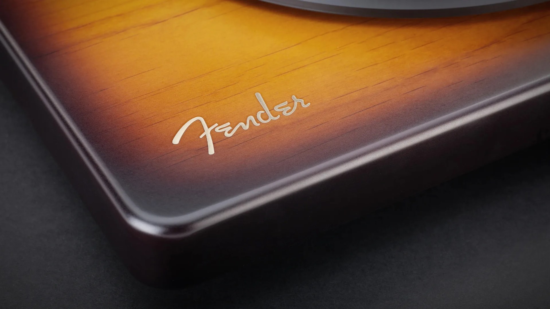 MoFi Electronics x Fender American Vintage Turntable logo closeup