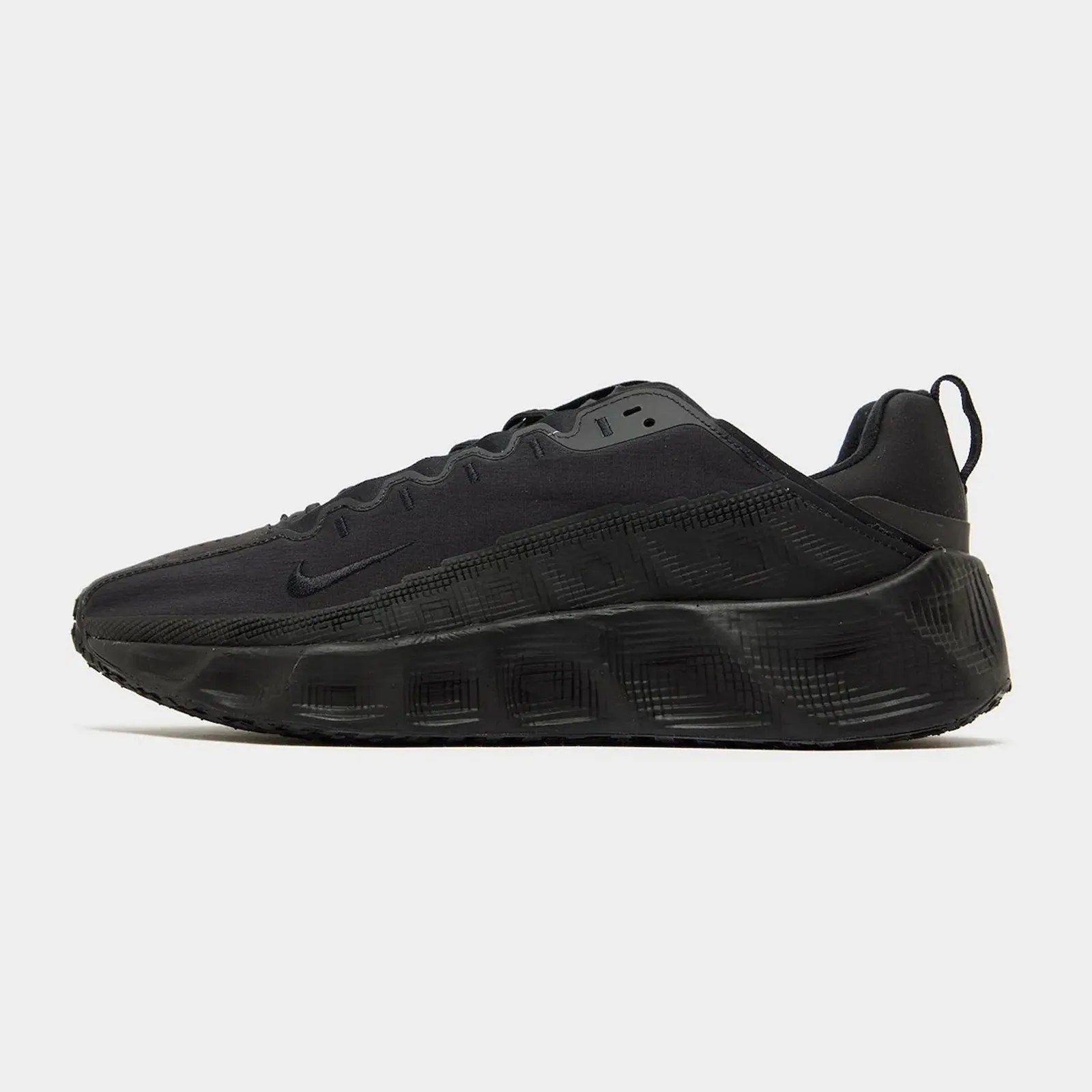 A Nike AVA Rover sneaker shown in profile in al black