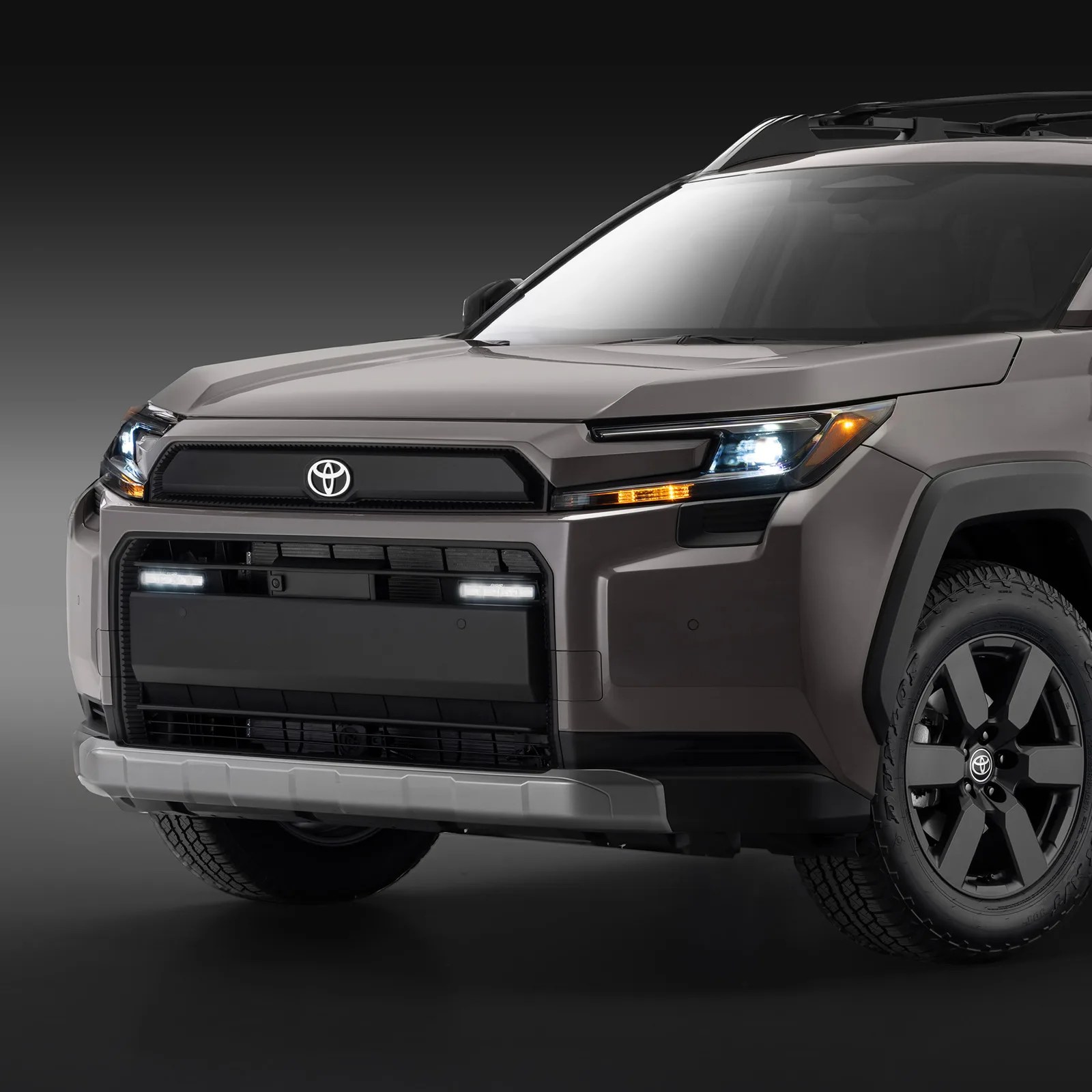 A close-up of the front of 2026 Toyota RAV4 Woodland Edition