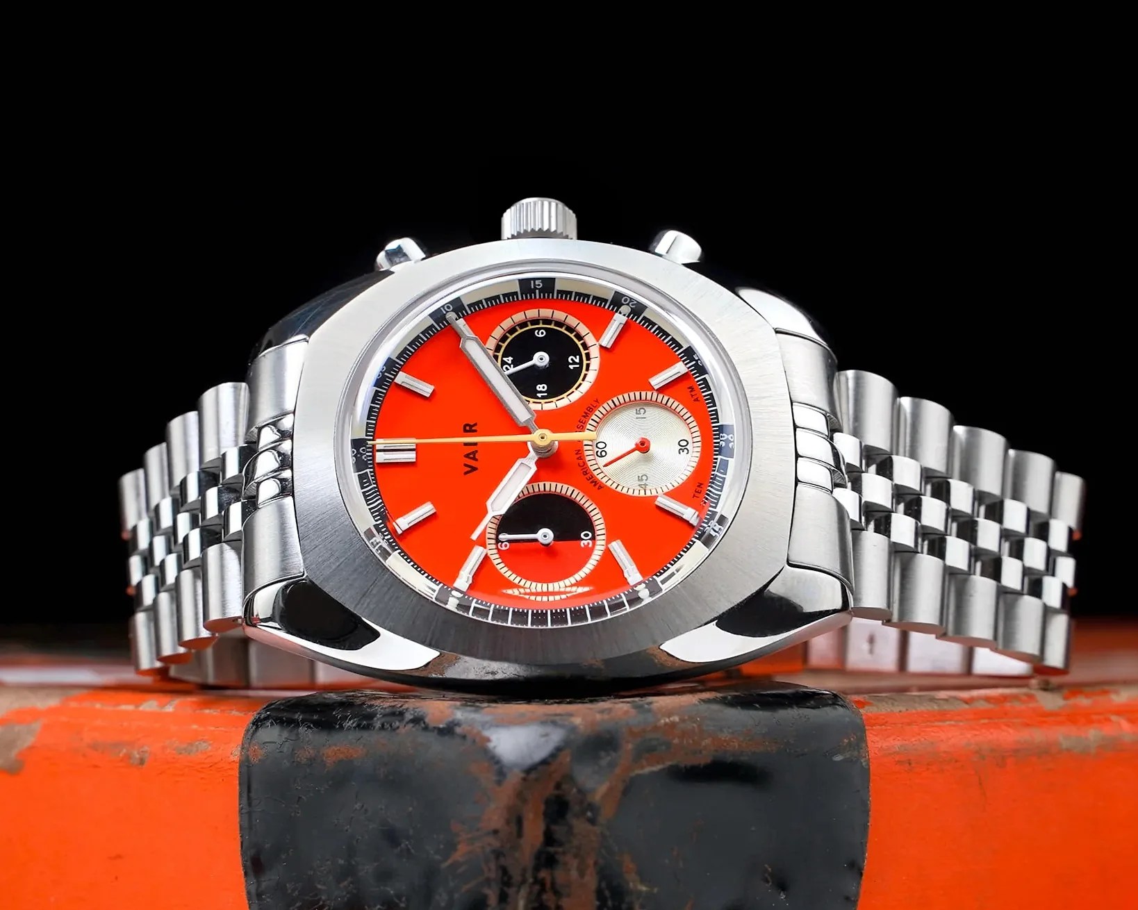 a steel Vaer chronograph