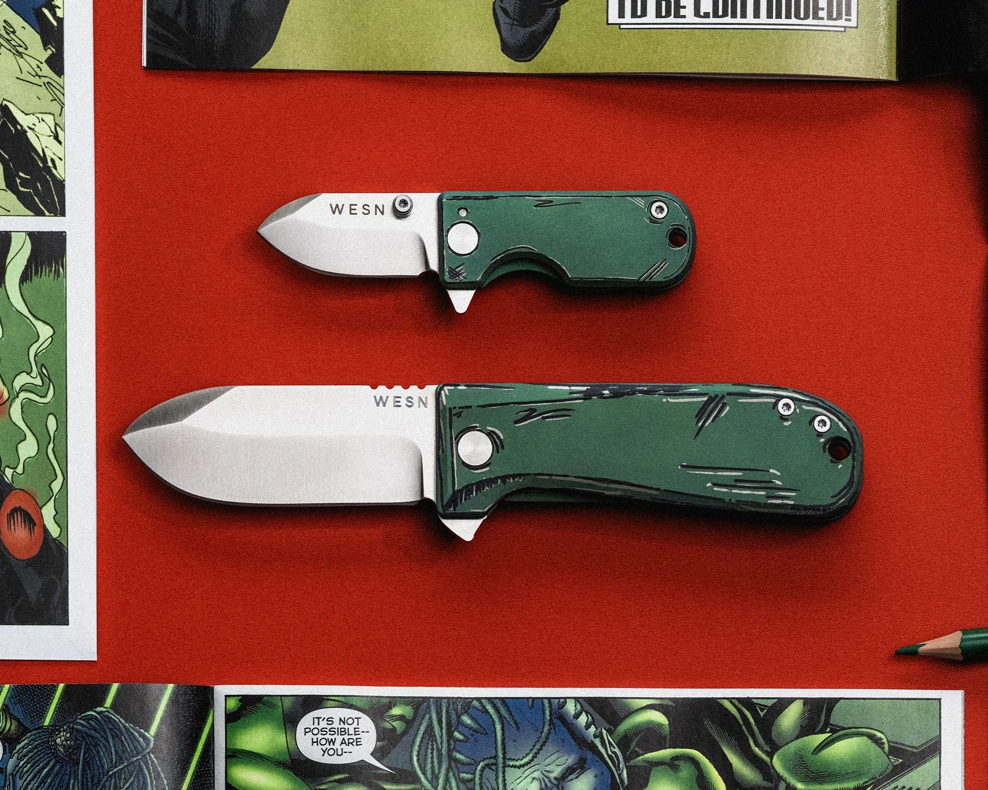 WESN The Cell Shaded Collection EDC Knives green