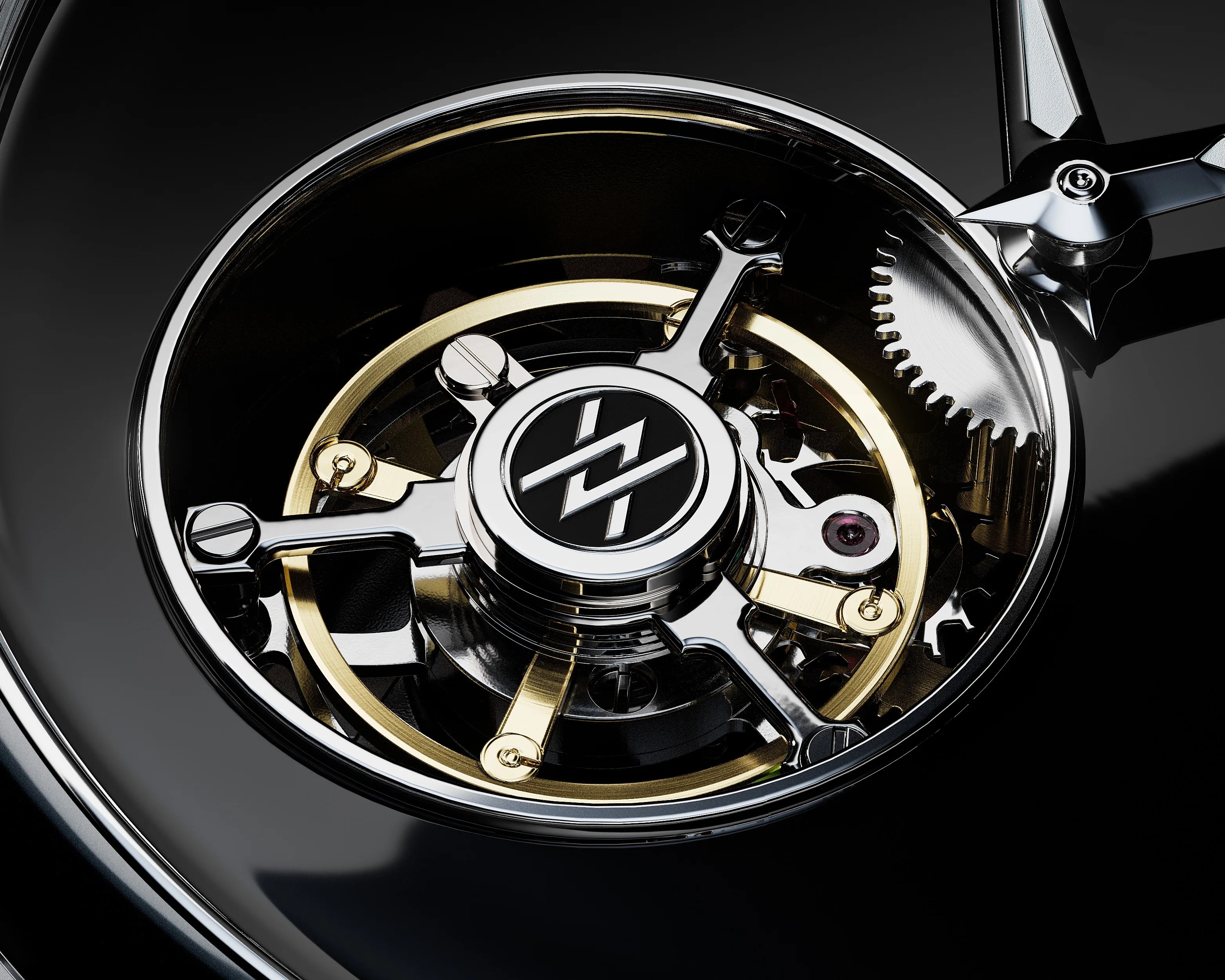 a tourbillon visible through a watch dial