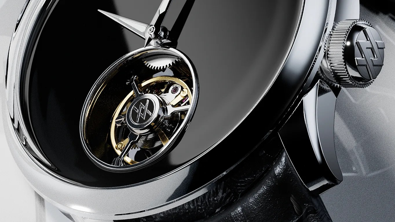 a black dial Ba111od dress watch