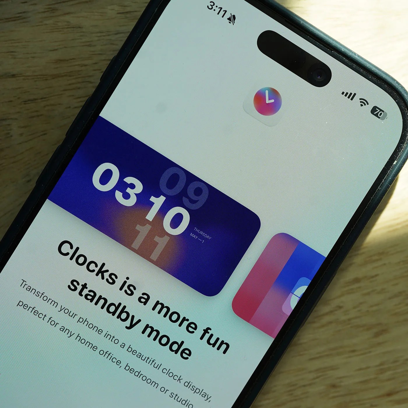 Clocks app for Standby mode