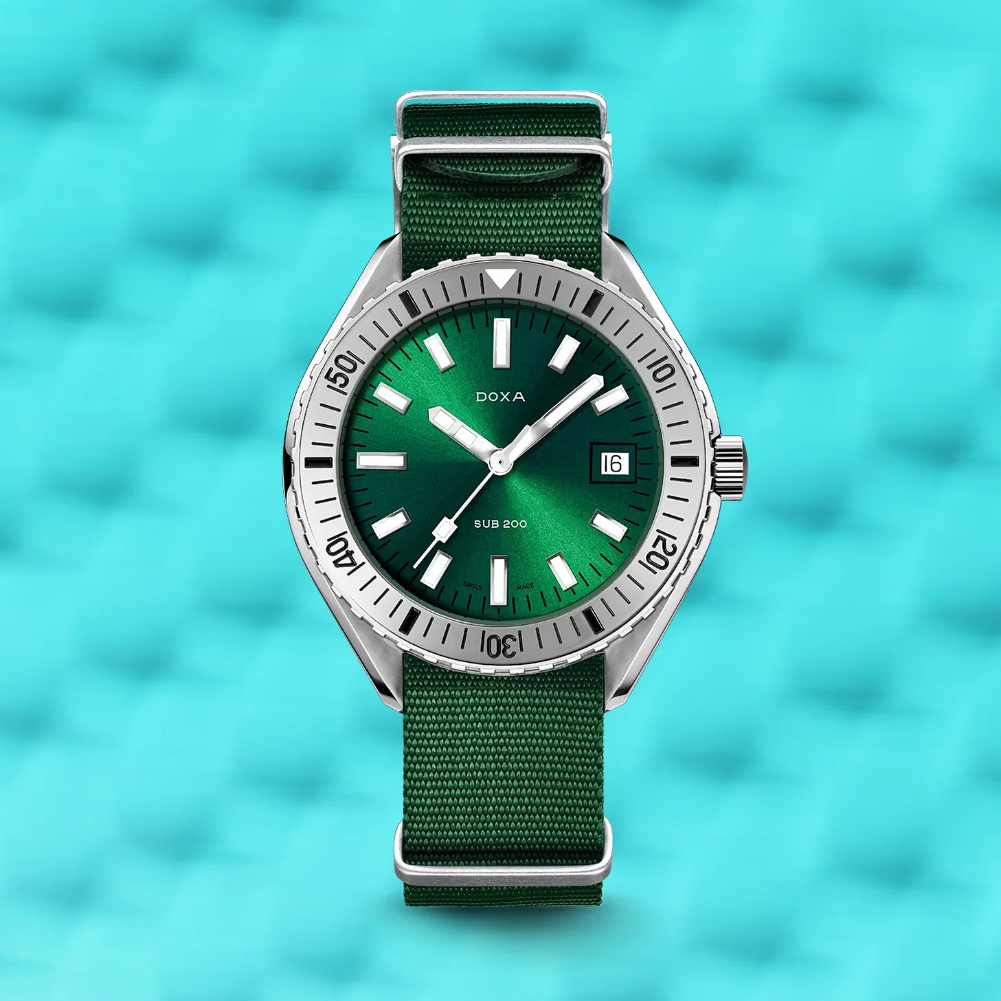 a green dial Doxa dive watch