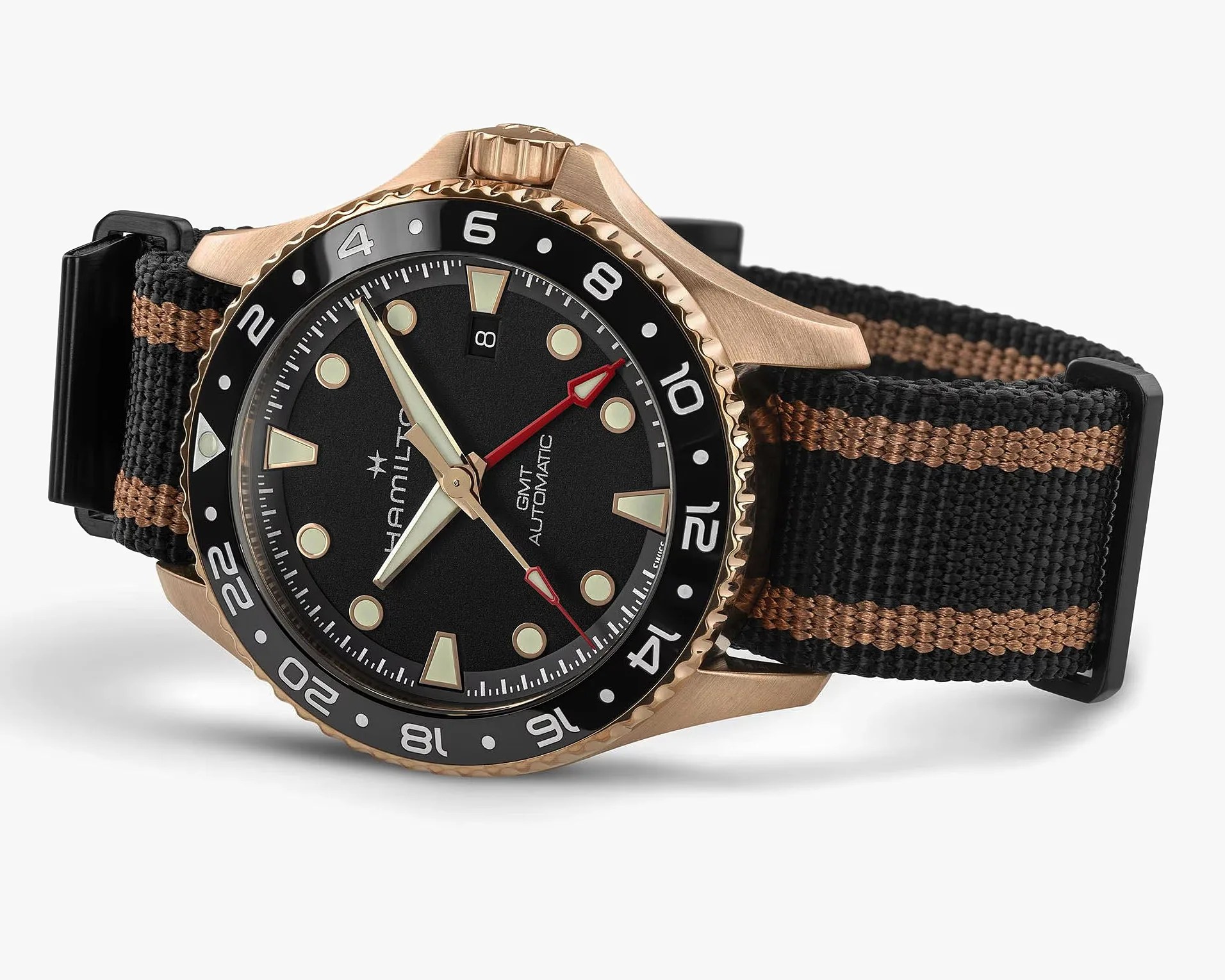 a bronze Hamilton dive watch
