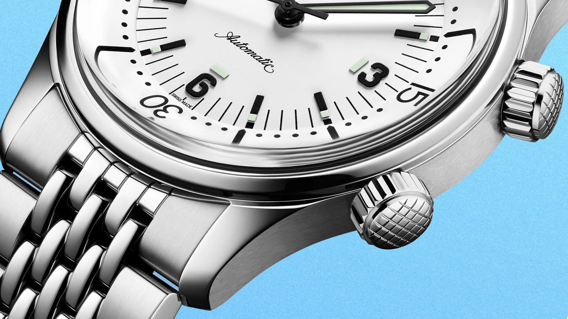 a Longines dive watch with a white dial