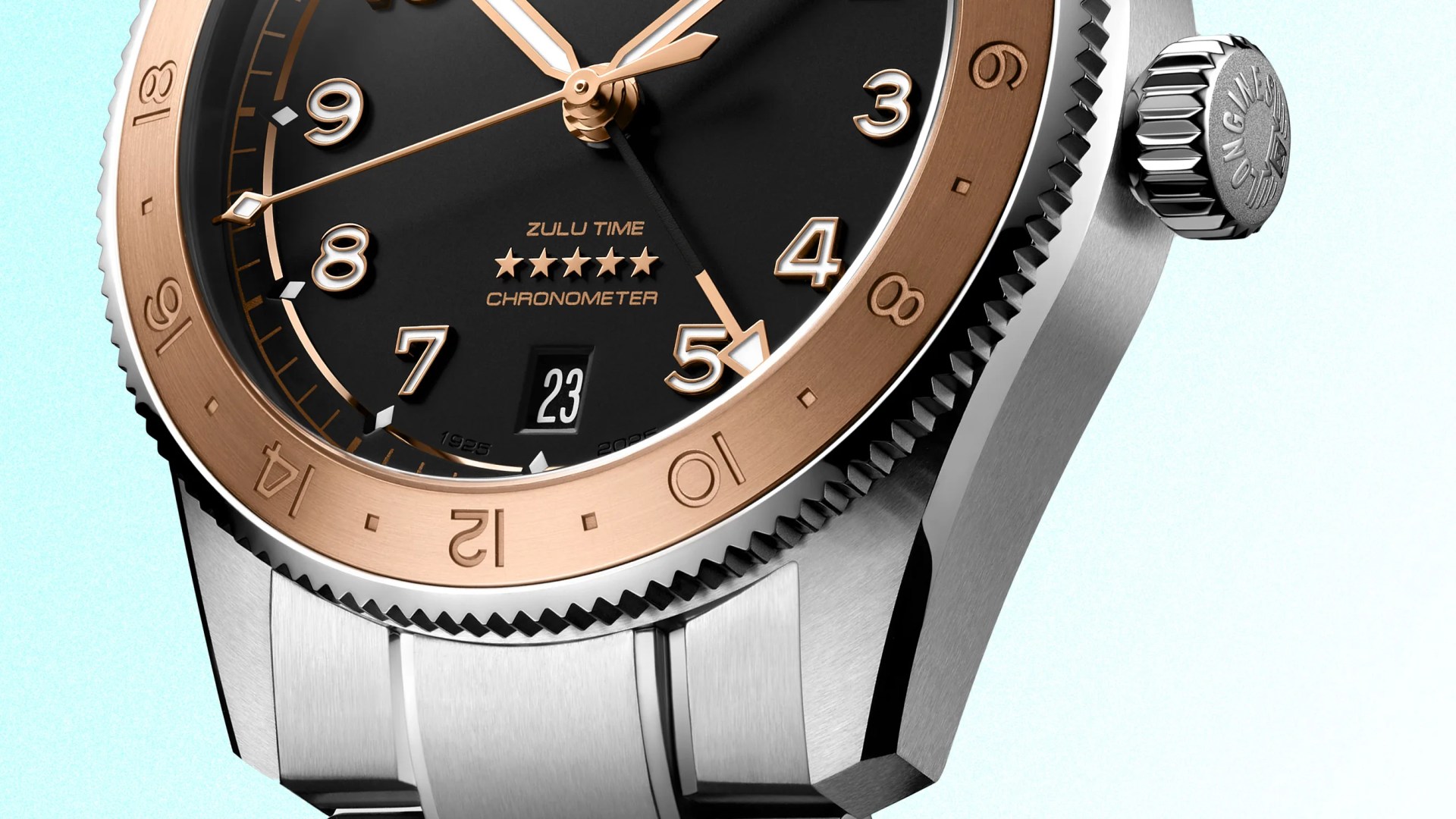 the dial and bezel of a Longines watch