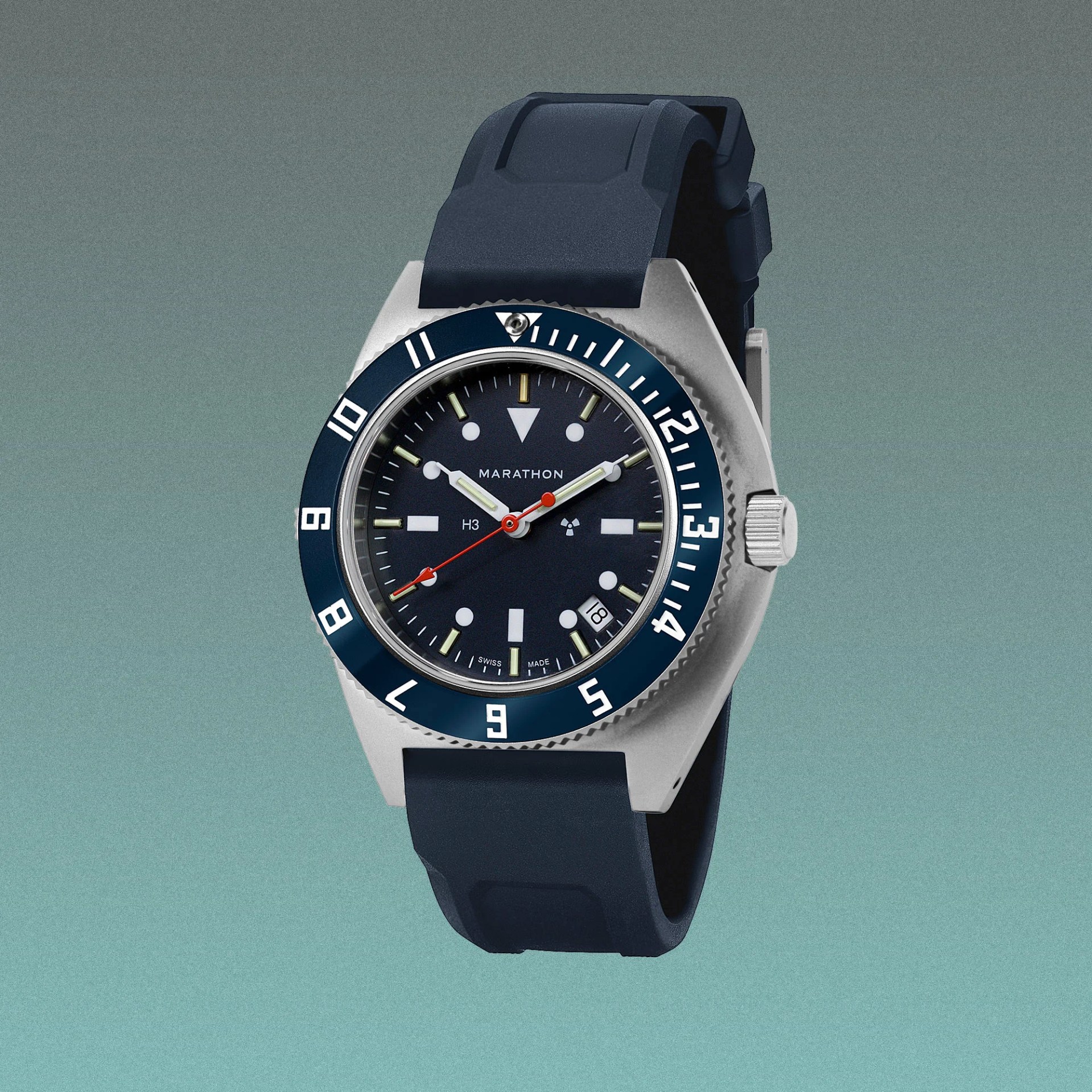 a blue Marathon dive watch