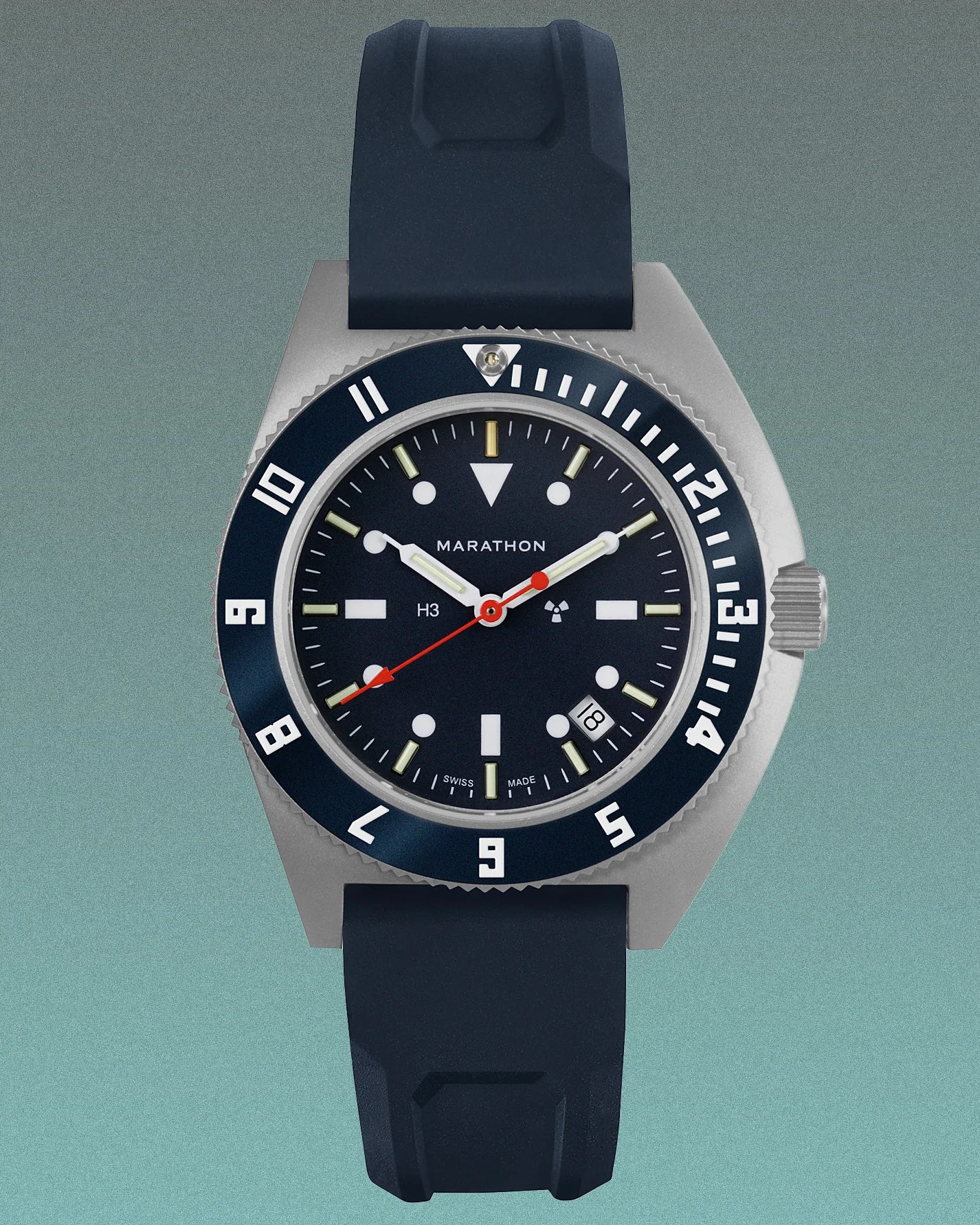 a blue Marathon dive watch