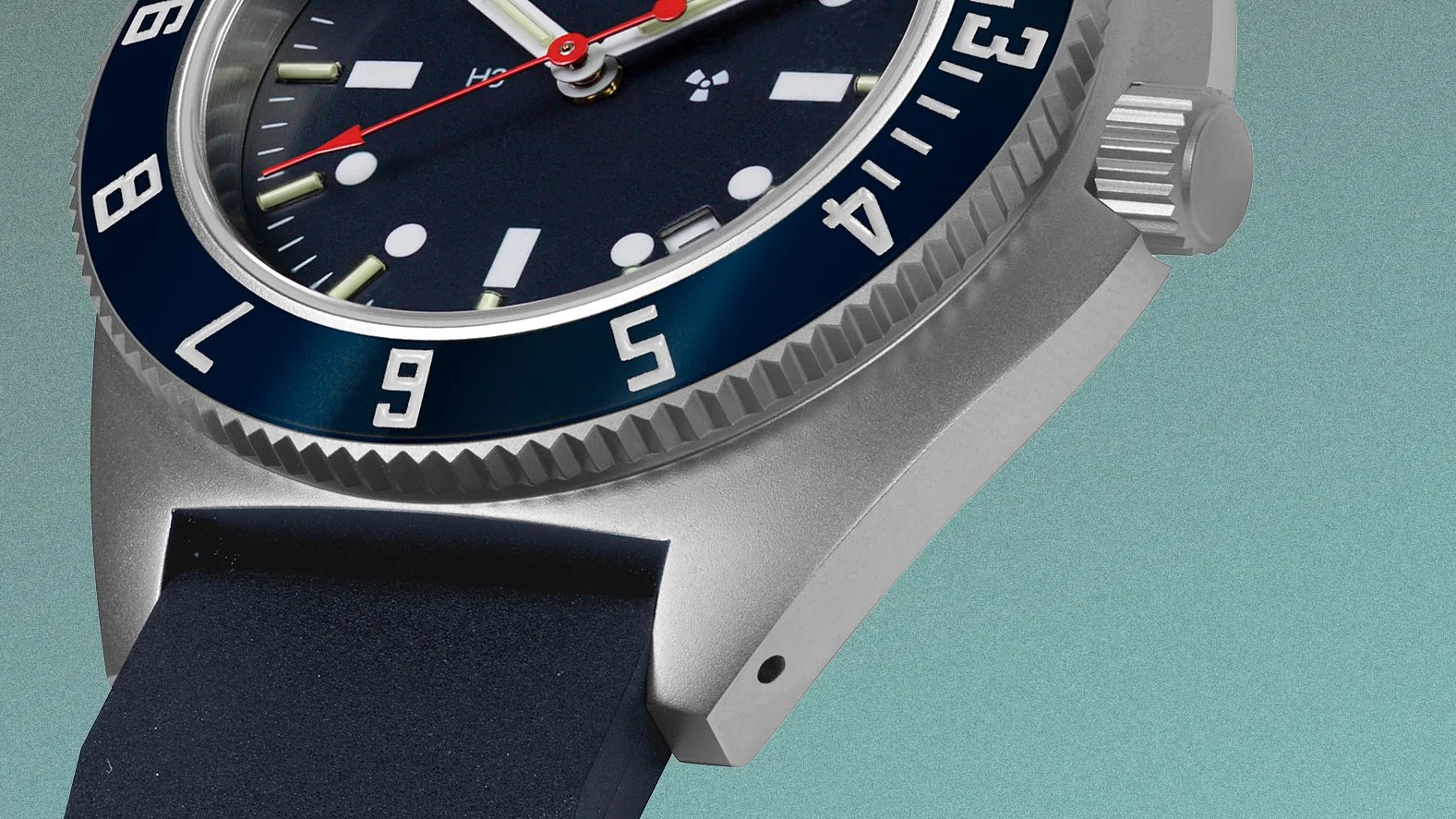 a Marathon watch with a blue dial and strap