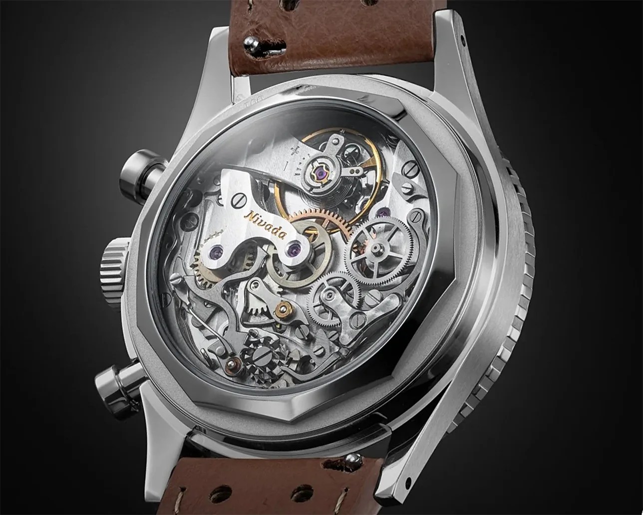 the back of a Nivada Grenchen watch
