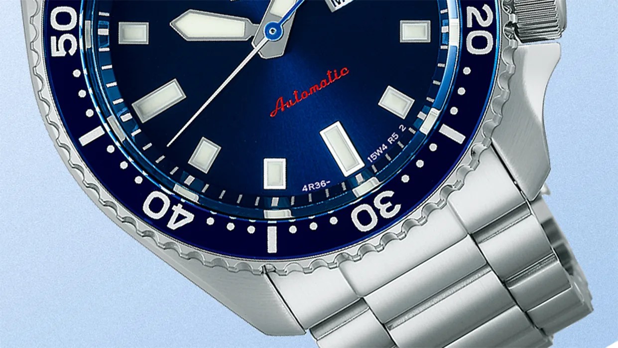 the dial of a Seiko dive watch