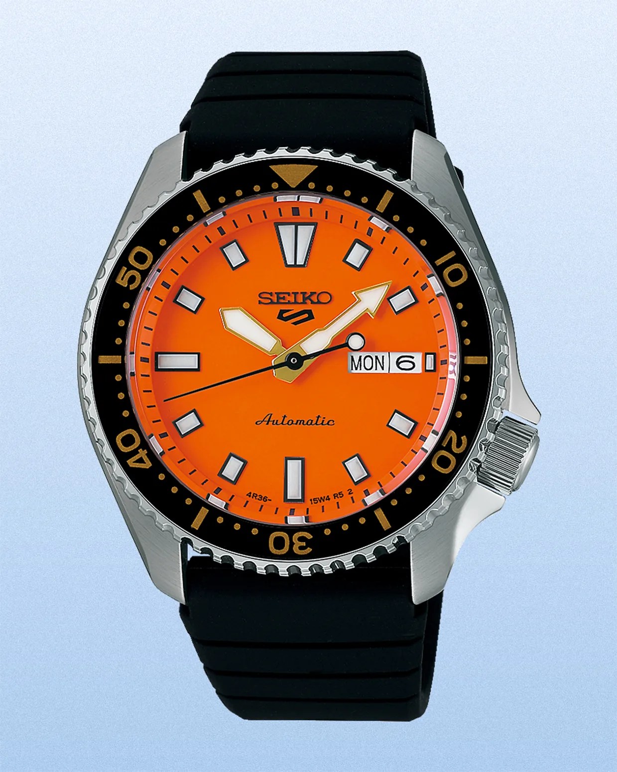 an orange dial seiko dive watch