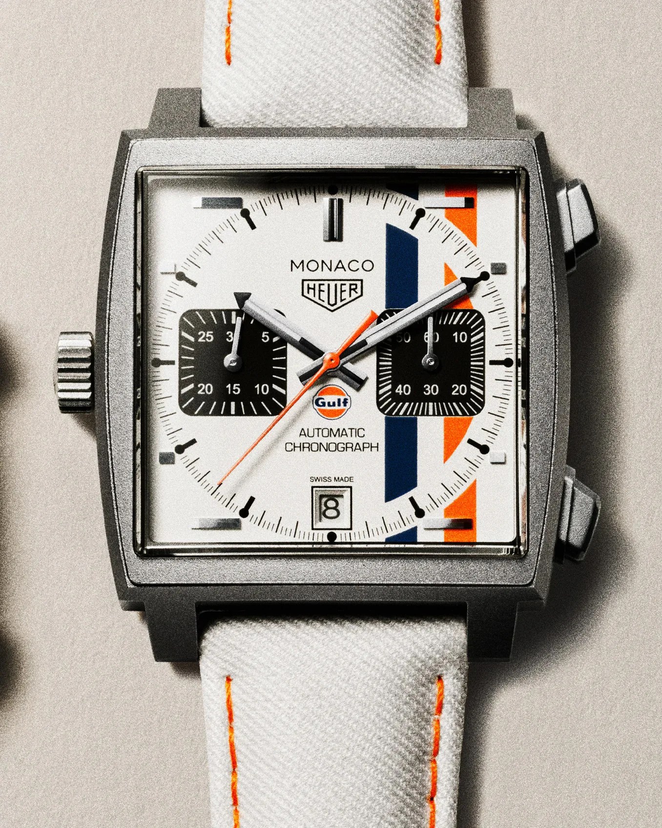 a square TAG Heuer chronograph watch