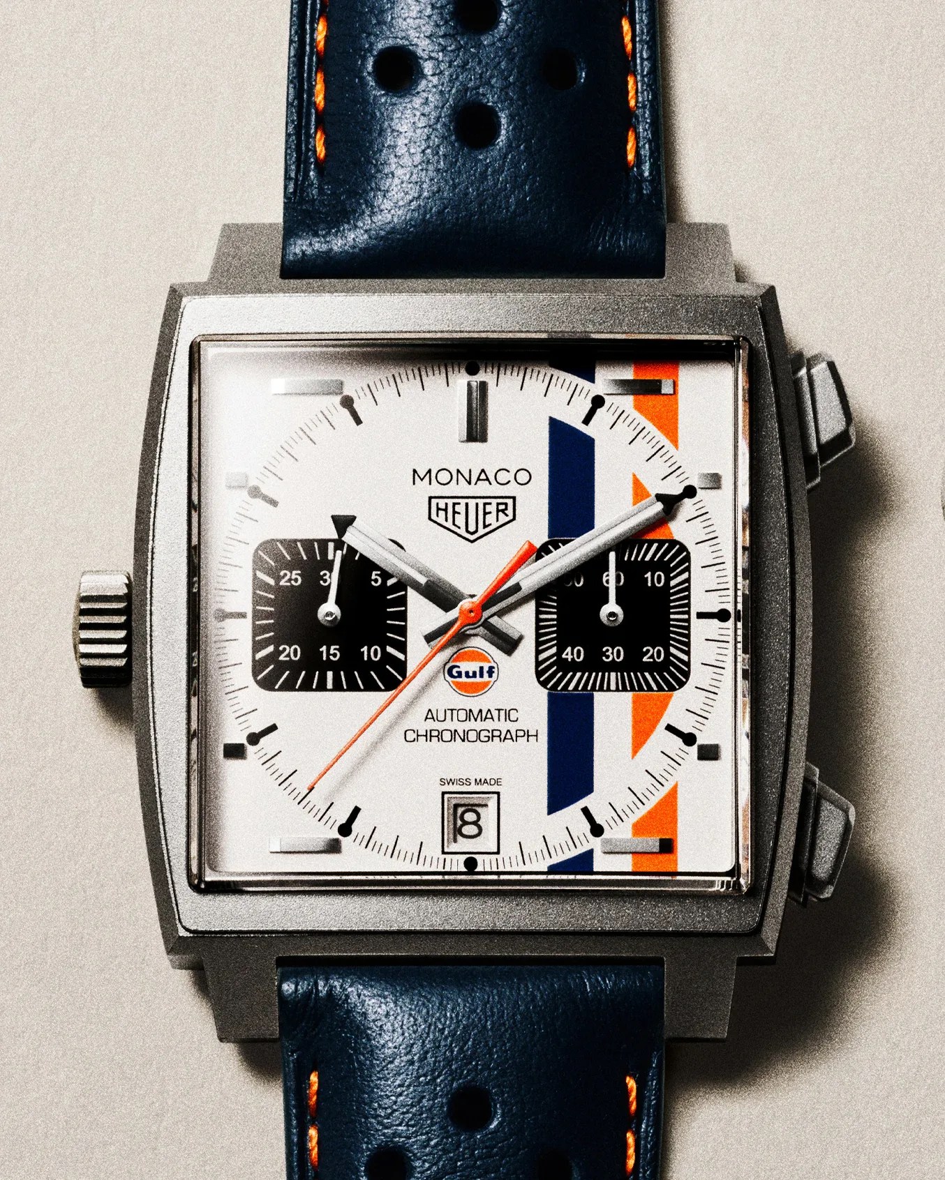 a square TAG Heuer chronograph watch