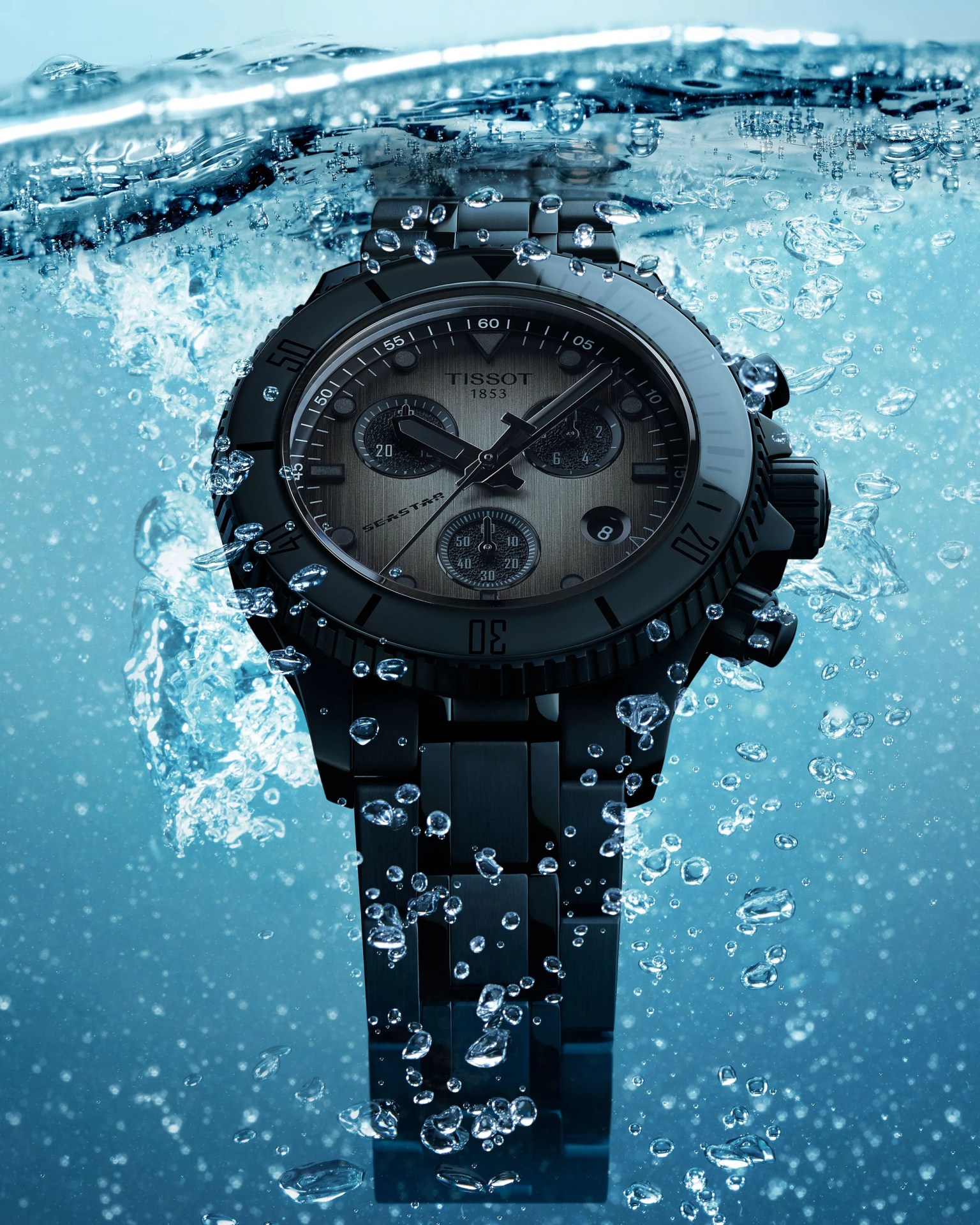 a black Tissot dive watch