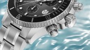 the dial and bezel of a Tissot dive watch