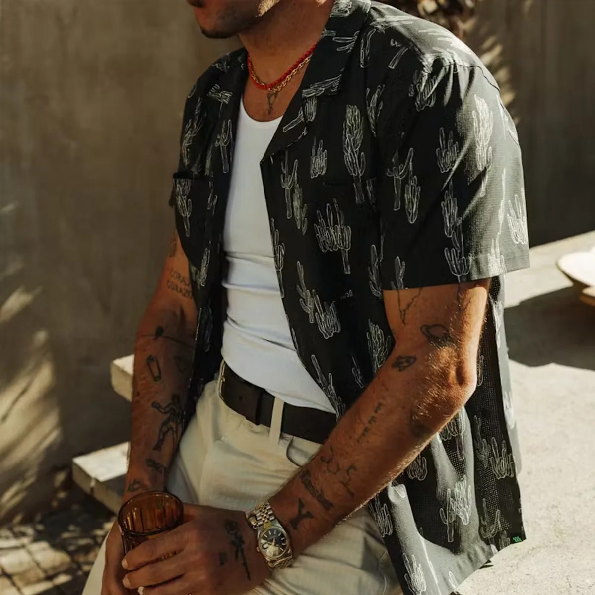 a man in a black shirt