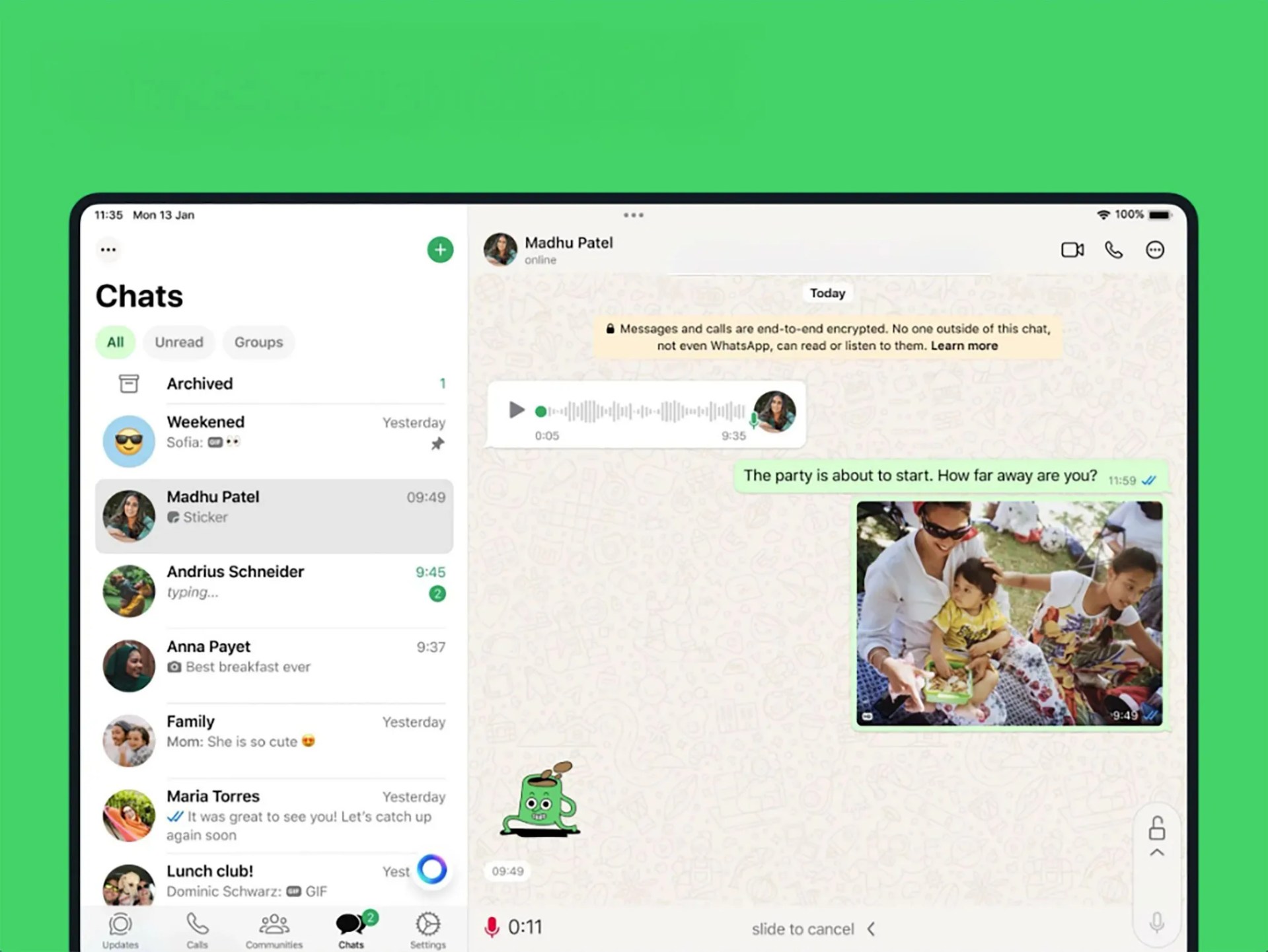WhatsApp on iPad
