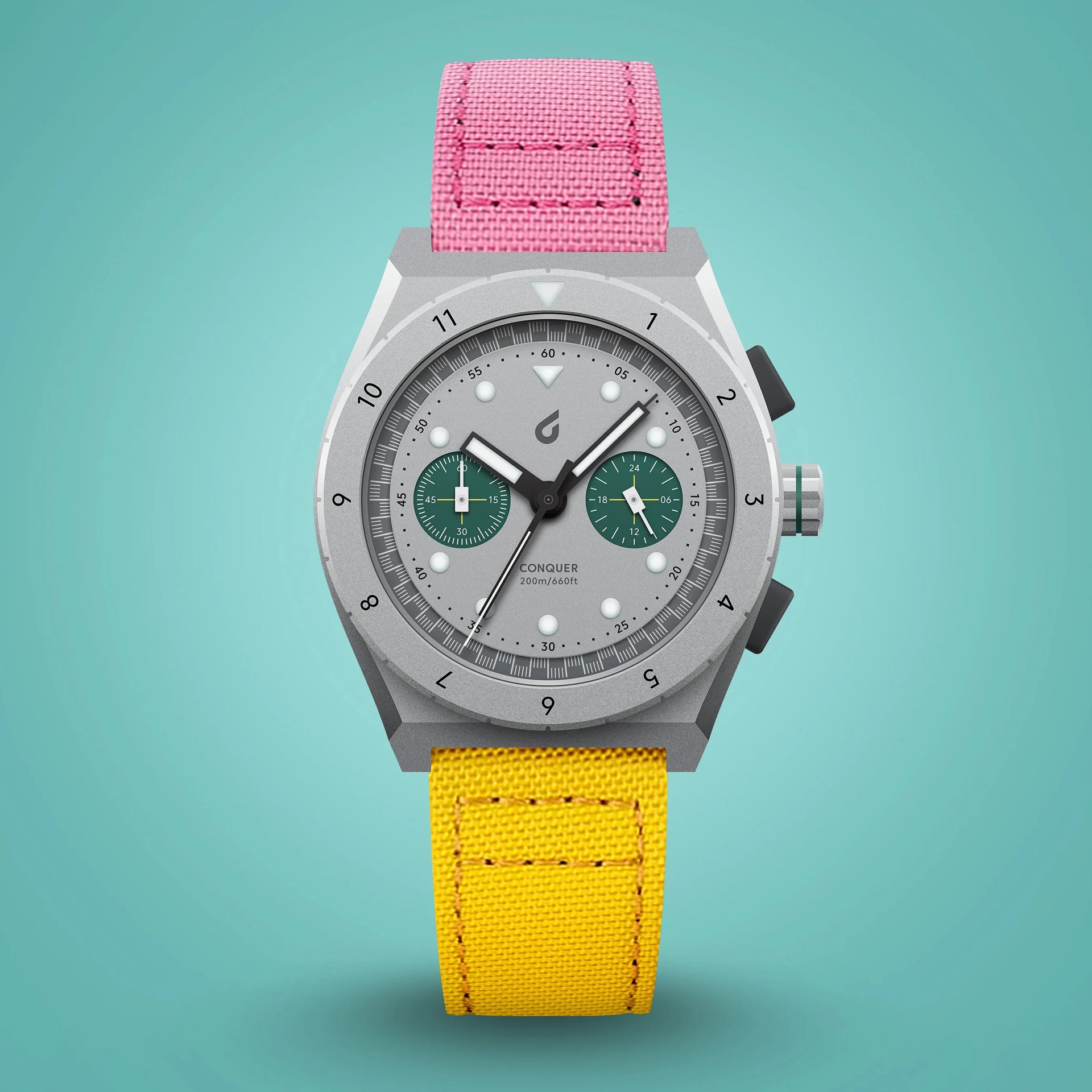 a gray titanium chronograph watch