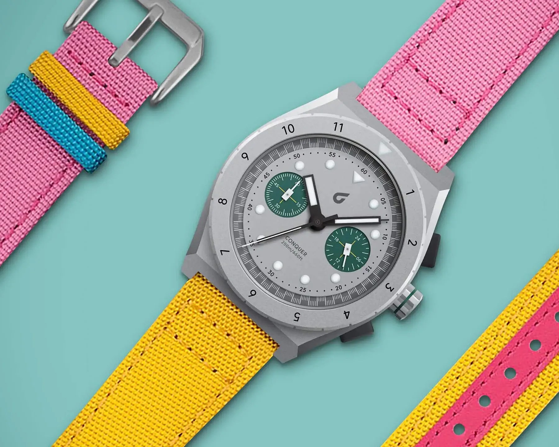 a gray titanium chronograph watch