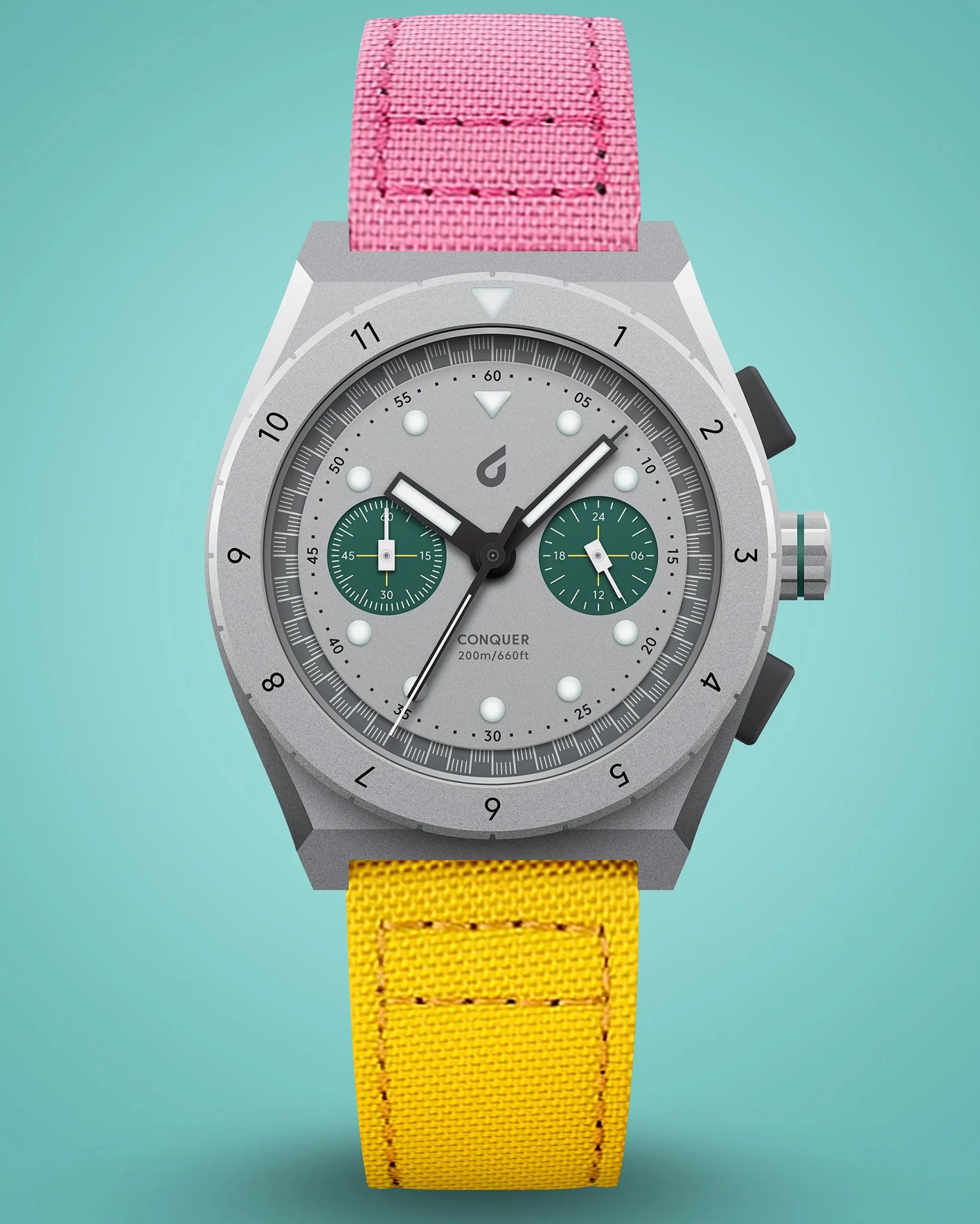 a gray titanium chronograph watch
