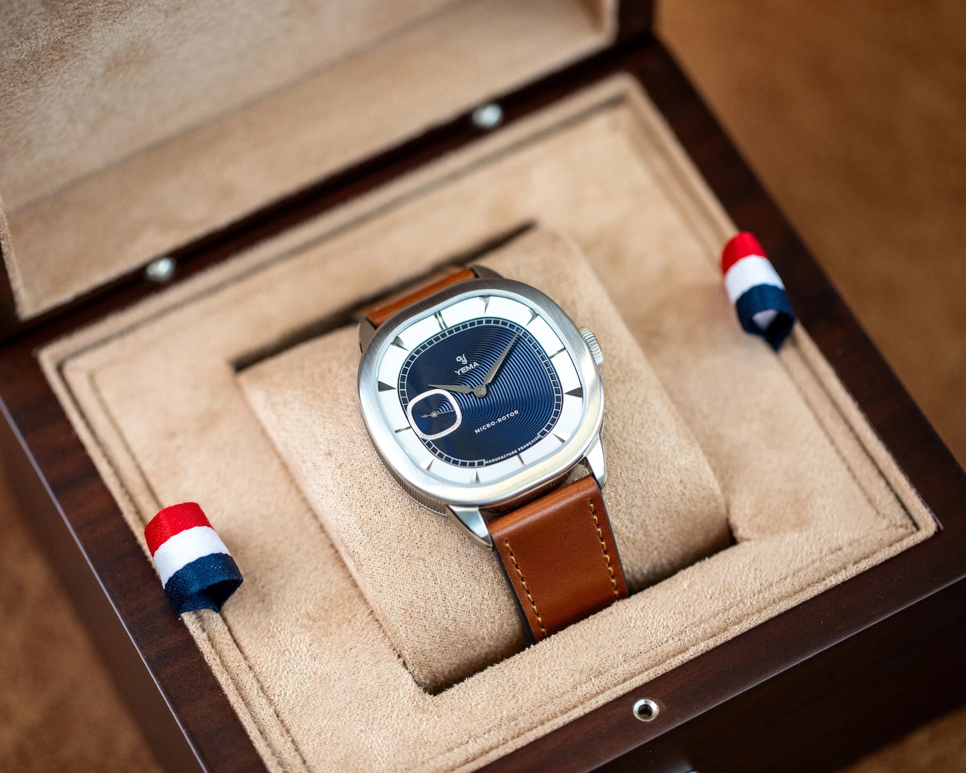 a Yema dress watch in a decorative box