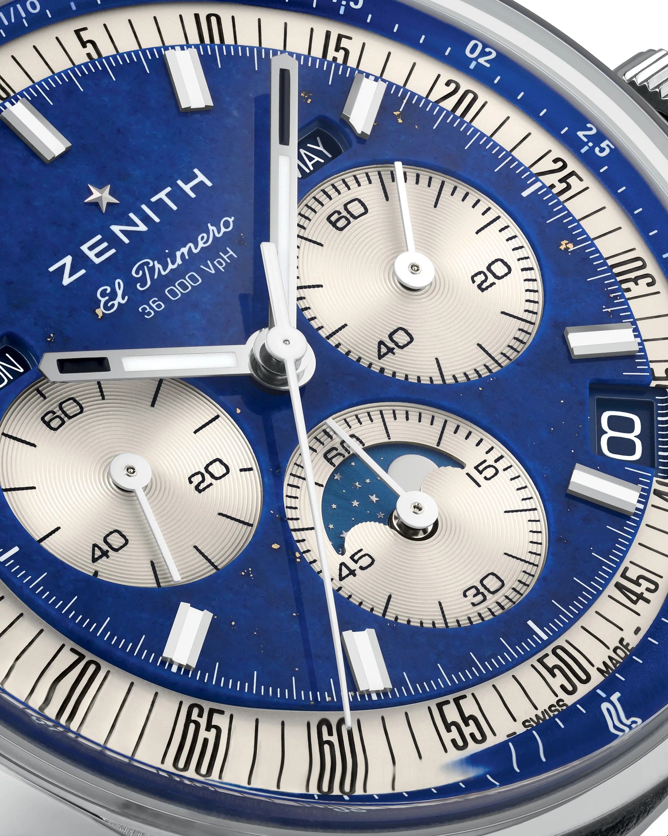 the dial on a Zenith chronograph