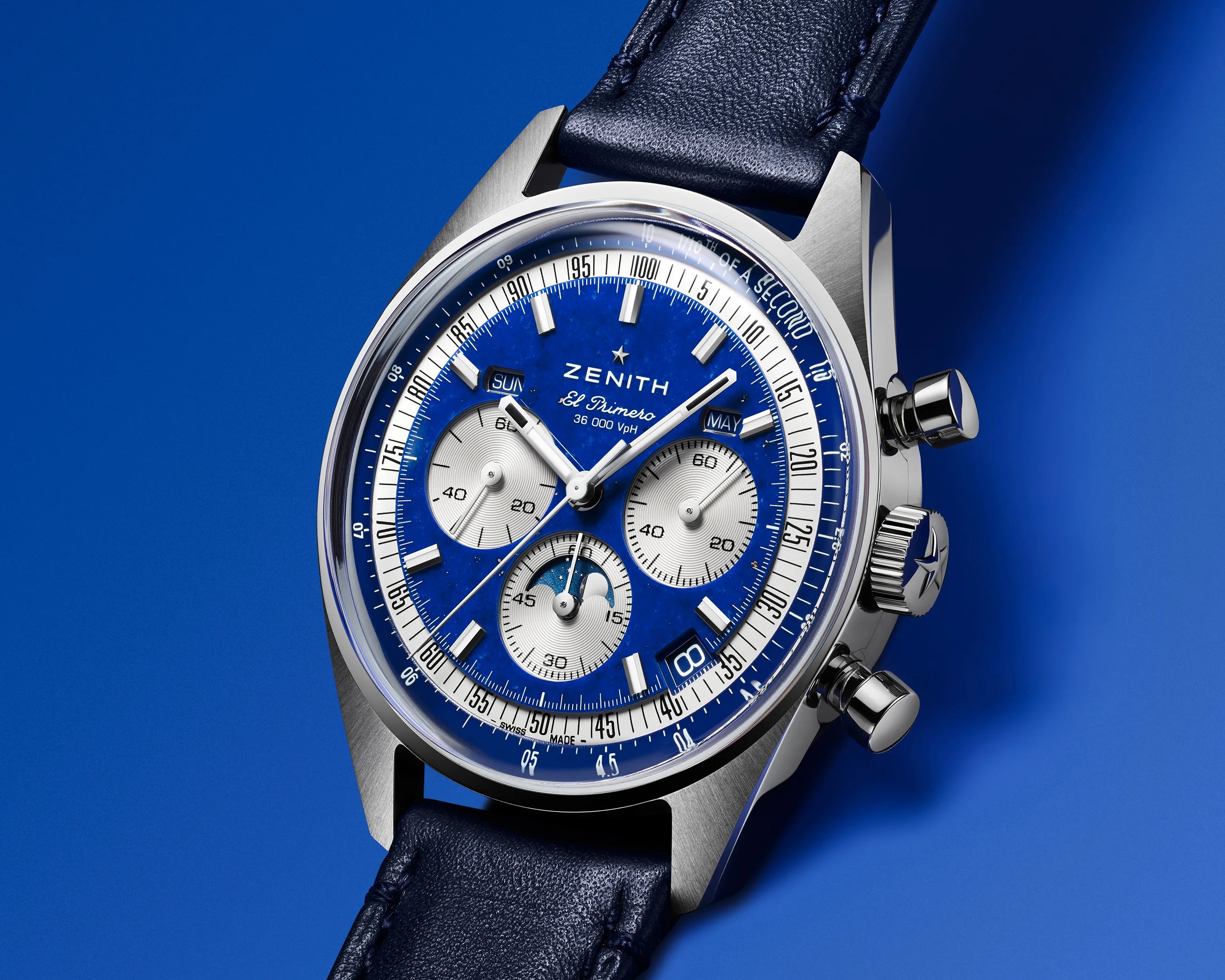 a blue Zenith chronograph