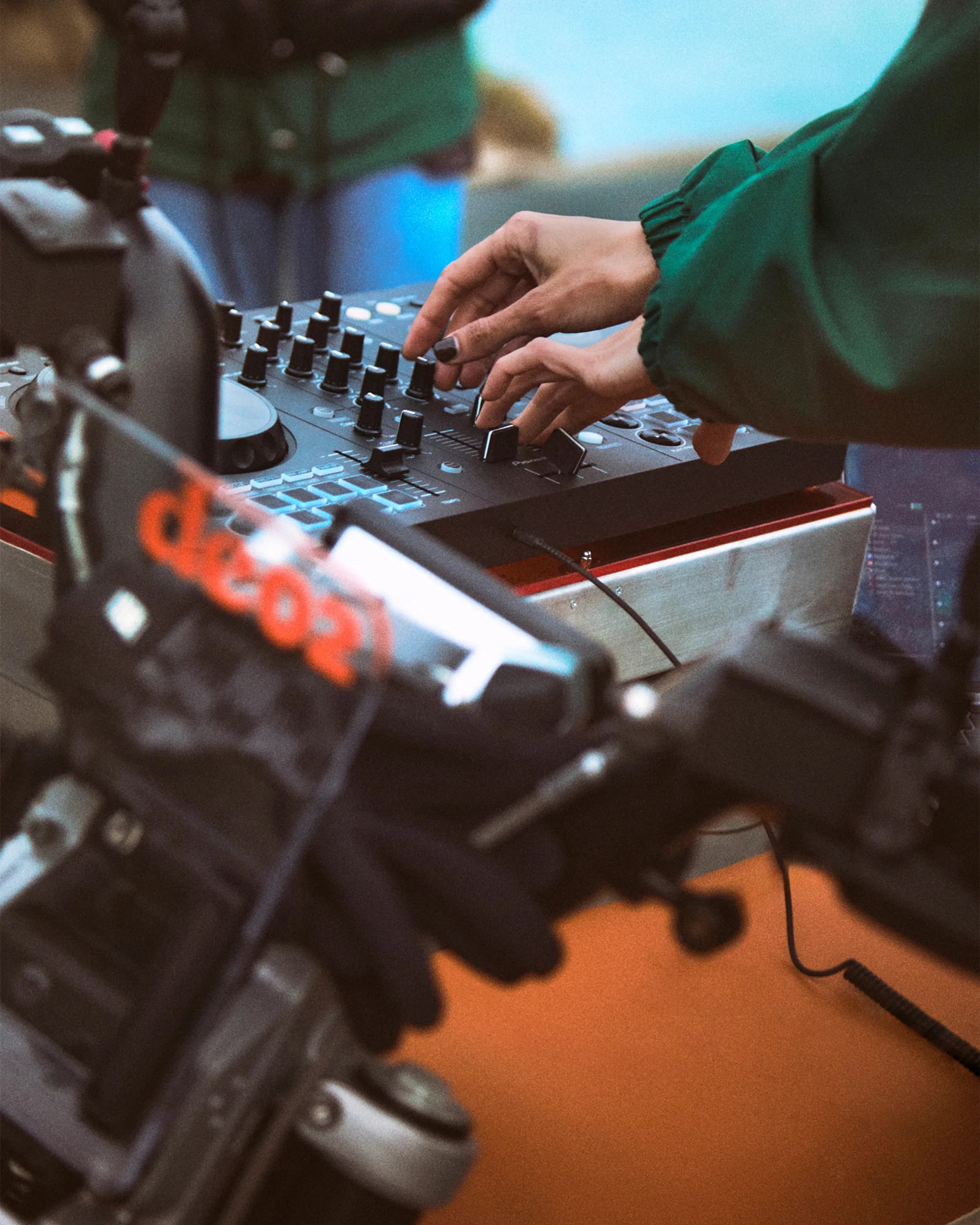 BMW x Deus Ex Machina DE 02 Electric Motorcycle DJ Station closeup