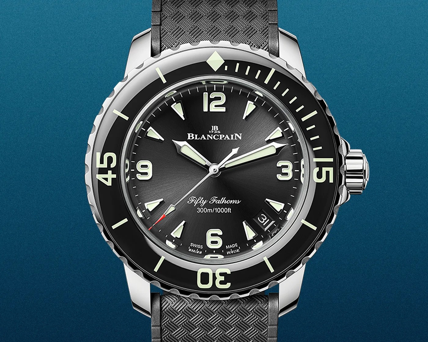 a black Blancpain dive watch