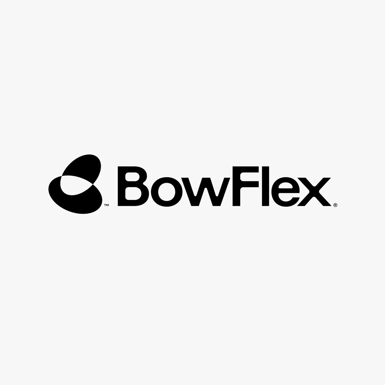 A black Bowflex word mark on light grey