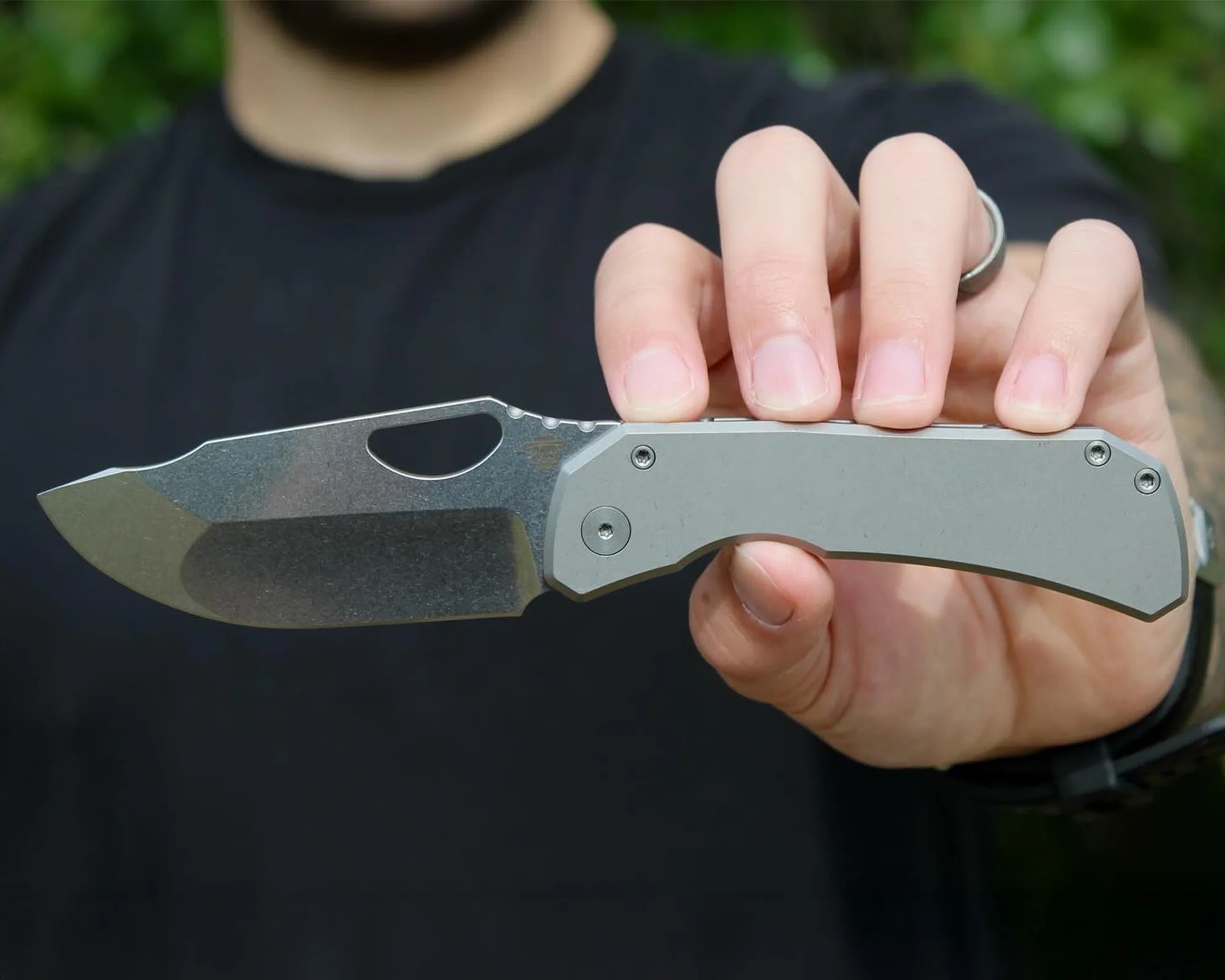 Deadman Design Co Elixir EDC Knife in hand