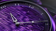 A close-up of the purple dial of the De Bethune DB28xs Purple Rain