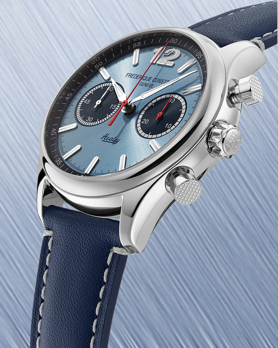 the side of a Frederique Constant chronograph watch