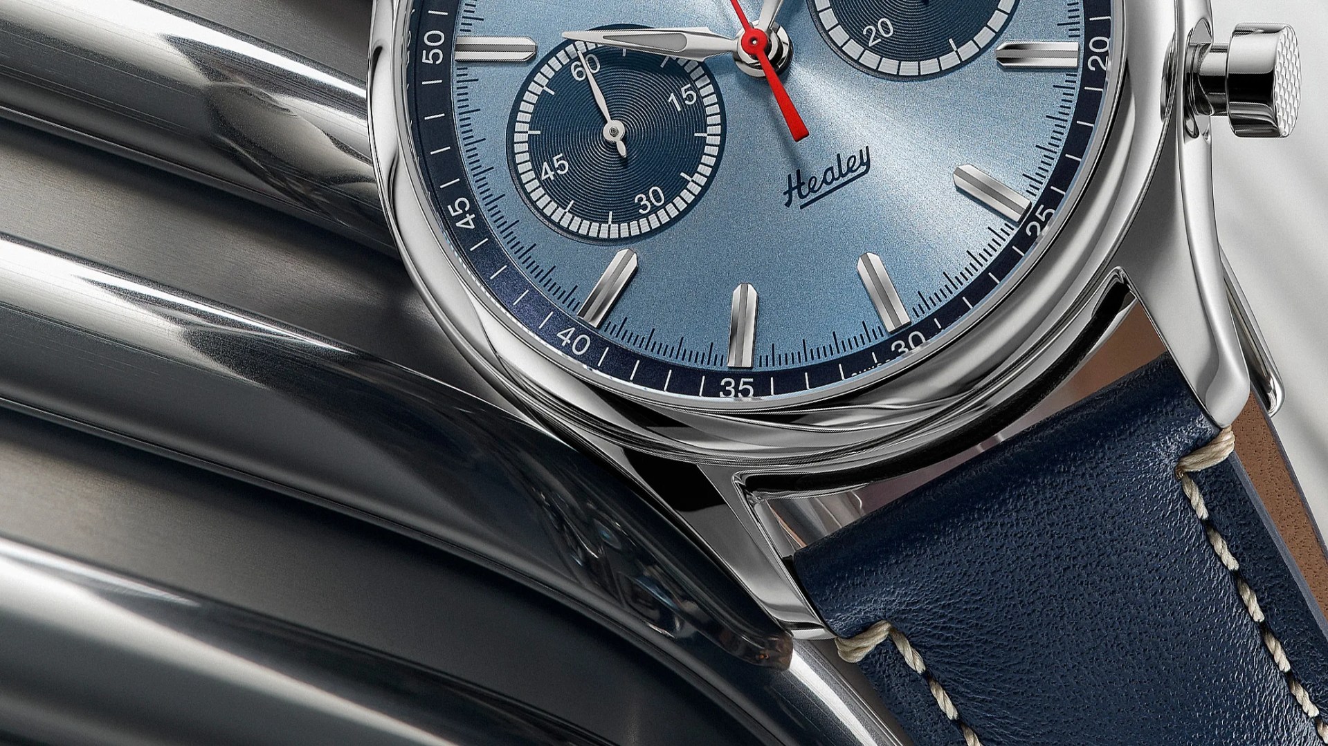 the dial and strap of a Frederique Constant watch