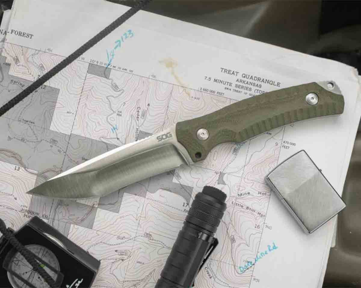 Hidaka FX 3V Knife on map with lighter and flashlight