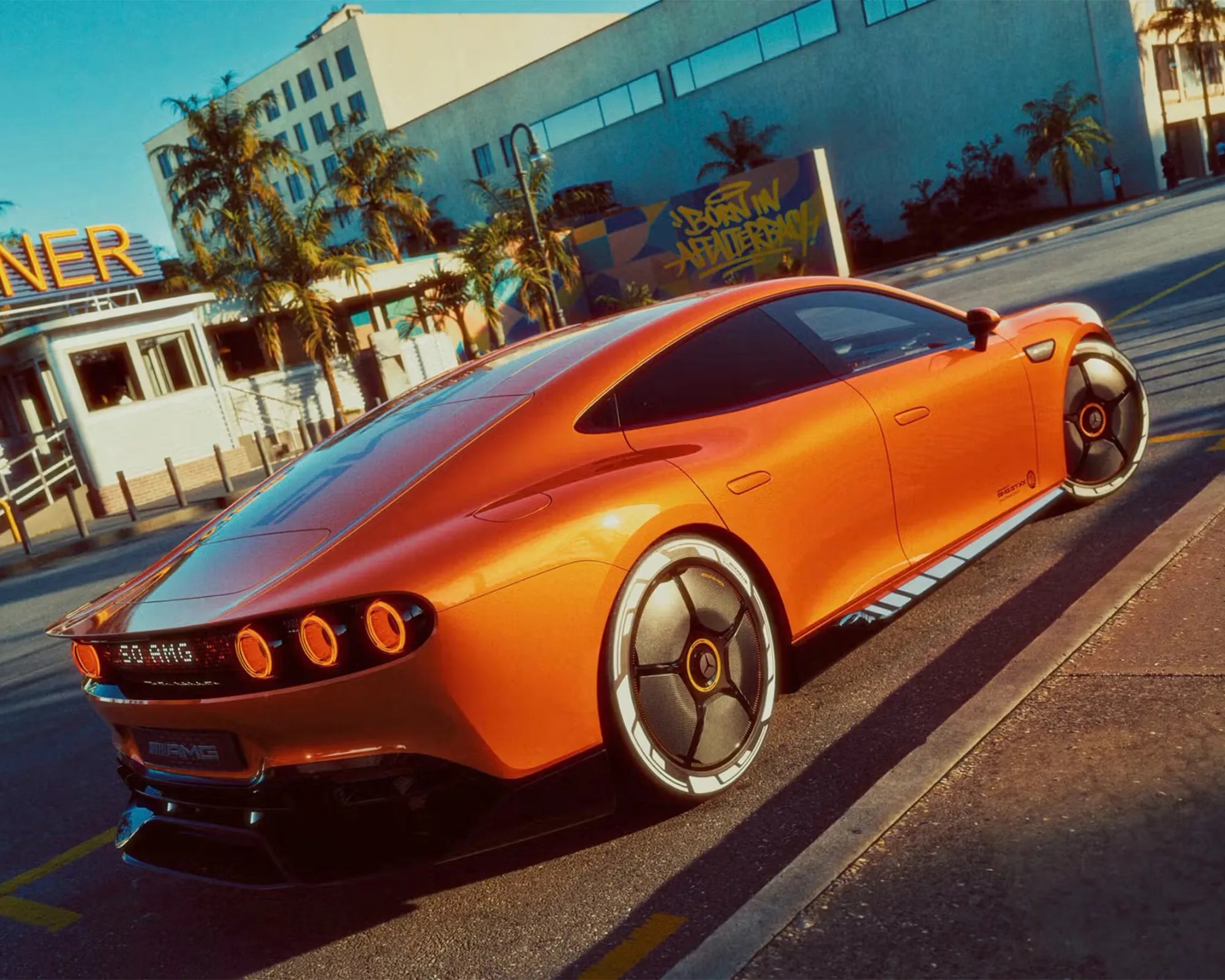 Mercedes-AMG Concept AMG GT XX Electric Hypercar three quarter rear end