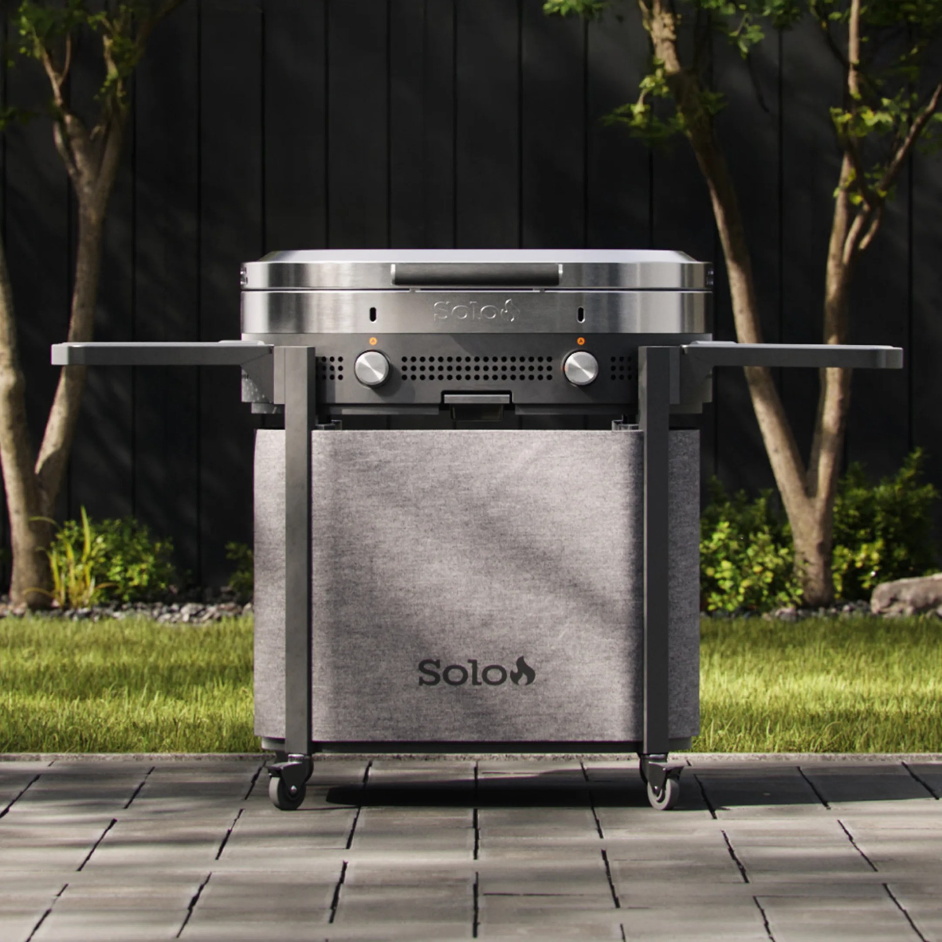 Solo Stove Steelfire Griddle in backyard