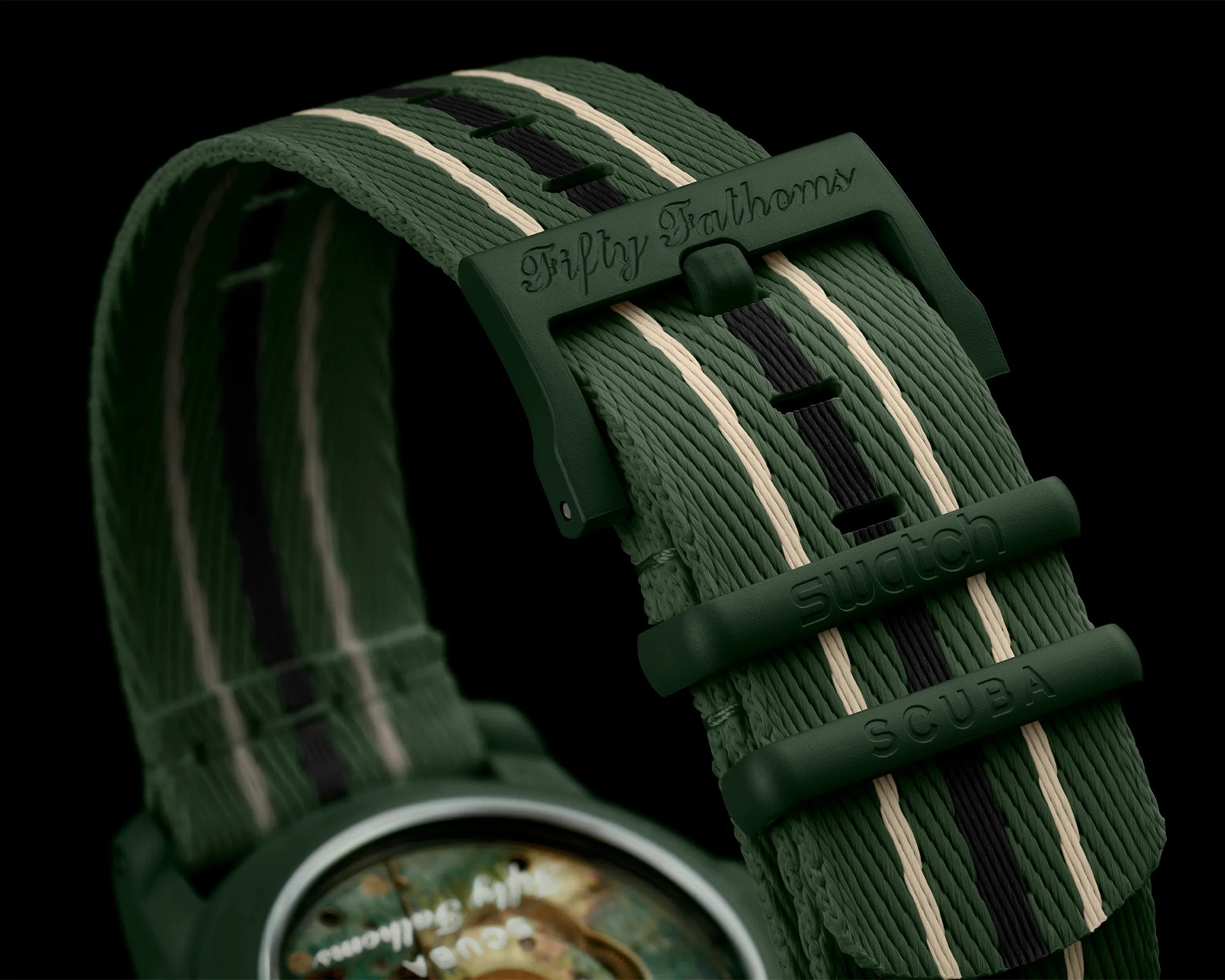 Swatch x Blancpain Bioceramic Scuba Fifty Fathoms Green Abyss Dive Watch strap