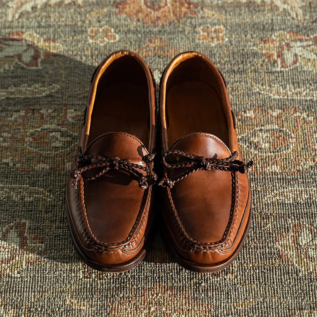 a pair of boat mocs