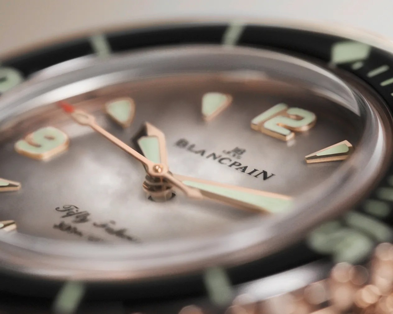 the dial of a Blancpain dive watch