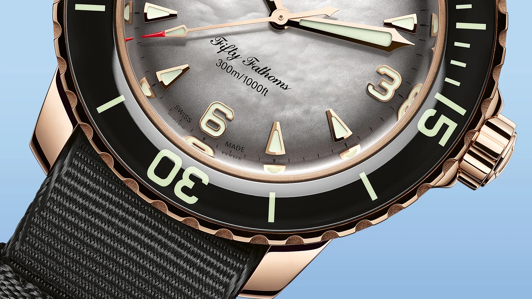 the dial on a Blancpain dive watch