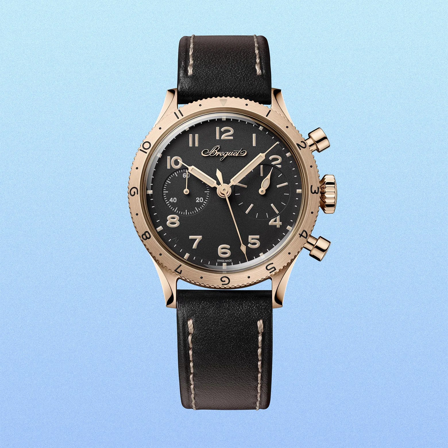 a gold Breguet chronograph watch
