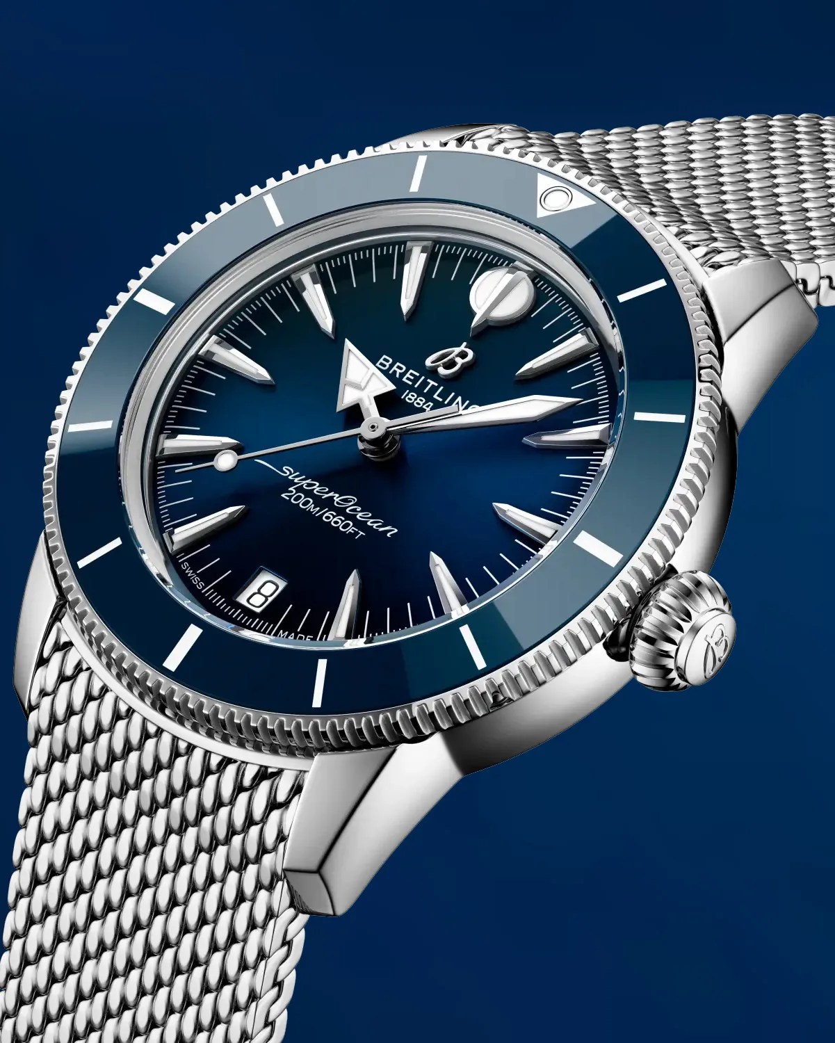 a blue Breitling dive watch