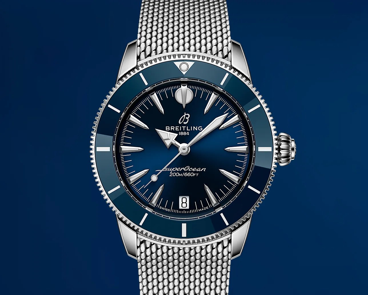 a blue Breitling dive watch