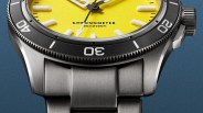 the bezel and lugs of a Christopher Ward dive watch
